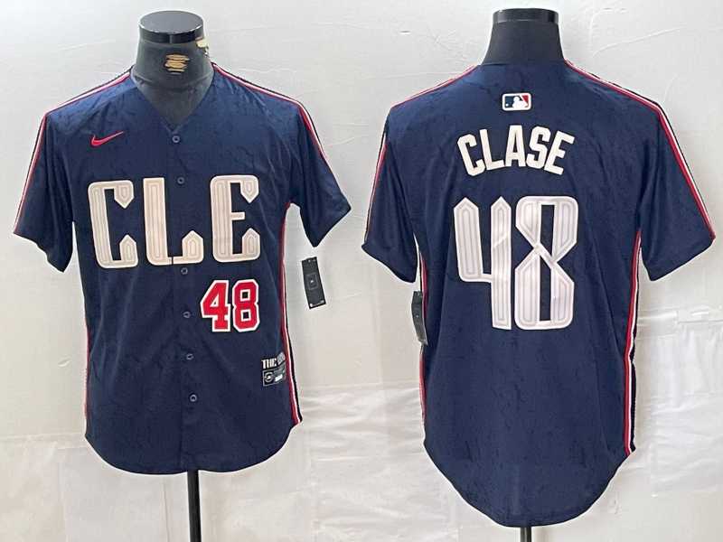 Men%27s Cleveland Guardians #48 Emmanuel Clase Number Navy 2024 City Connect Limited Stitched Jersey->detroit tigers->MLB Jersey